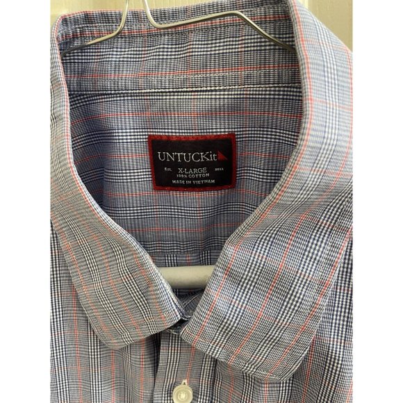UNTUCKit Blue & Red Plaid Long Sleeve Cotton Button Down Shirt Mens XL - Picture 3 of 6